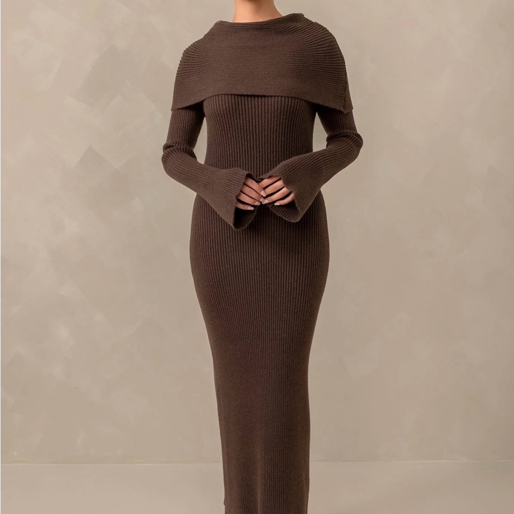 Cassandra Over the Shoulder knit dress